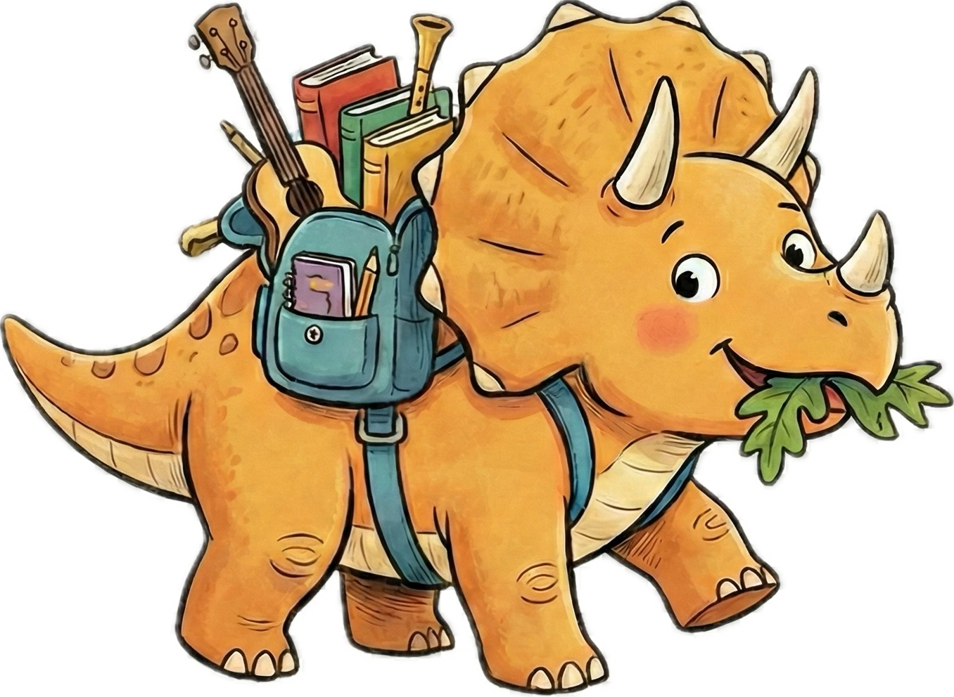 Ollie the dinosaur - a friendly green dinosaur who loves to learn